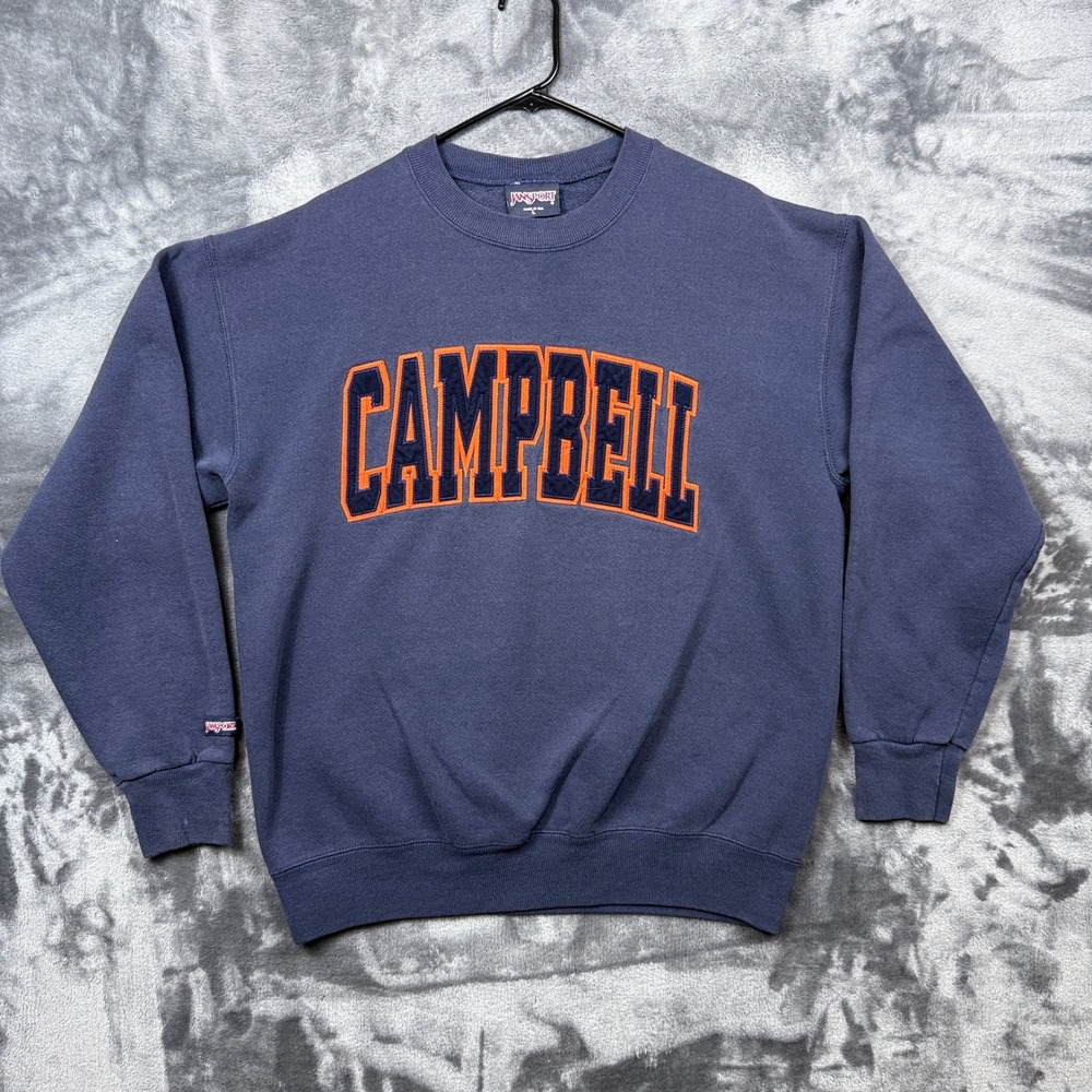 Jansport Sweatshirt Mens Large Navy Campbell University Vintage Crewneck USA